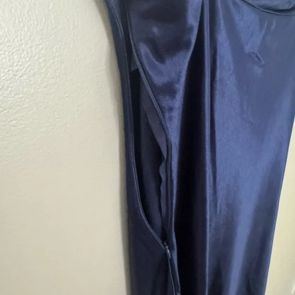 XXXiticat Women's Spaghetti Strap Cowl Neck Side Zip Closure and Slit Midi Dress - Picture 8 of 11